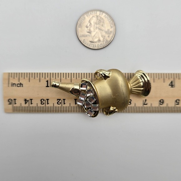 Vtg AJC Gold Tone Champagne Bucket Ice Cubes Rhinestone Brooch Pin Celebration - Picture 15 of 15